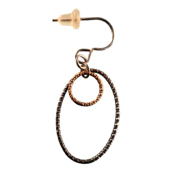 Mixed Metal Hammered Dangle Earrings | Silver-Tone & Gold-Tone - Picture 3 of 6